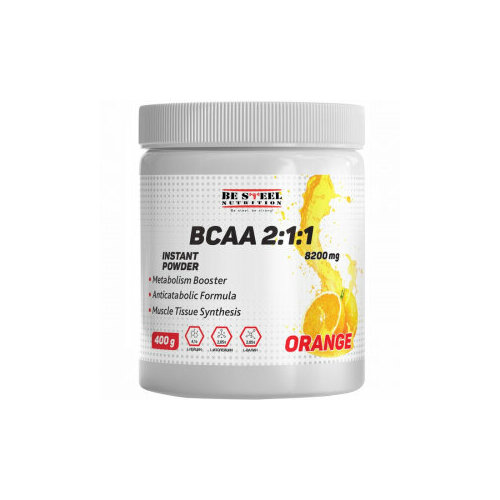 БЦАА быстрорастворимый, Be Steel Nutrition BCAA Instant 2:1:1 400г (апельсин) бцаа быстрорастворимый bcaa be steel nutrition instant 2 1 1 200г яблоко