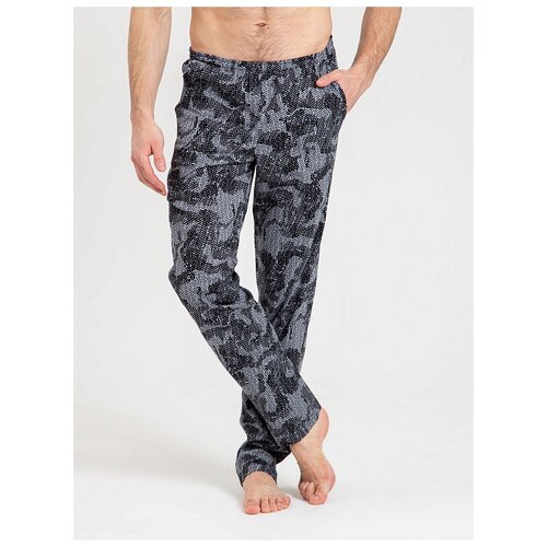 фото Брюки мужские lilians, домашние, серые, камуфляж/принт, размер 56,на рост 182