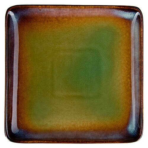 фото Тарелка квадратная 232х232мм, синий+зеленый "corone verde" corone collezione d’arte