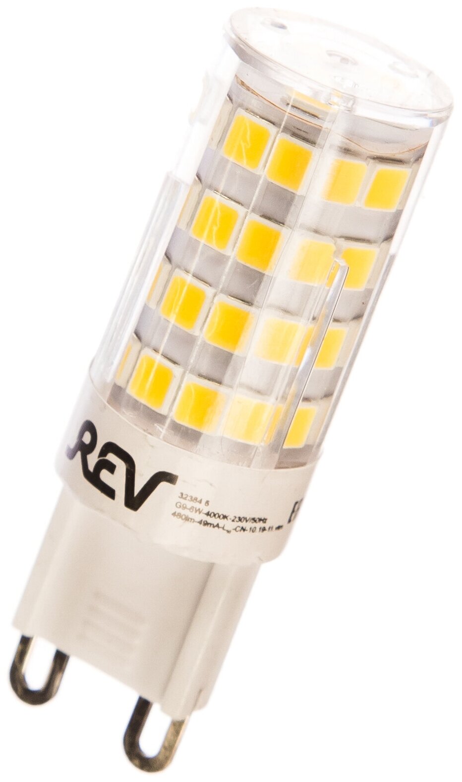 Лампа светодиодная REV JCD G9 6W 4000К нейтральный белый свет кукуруза 32384 6