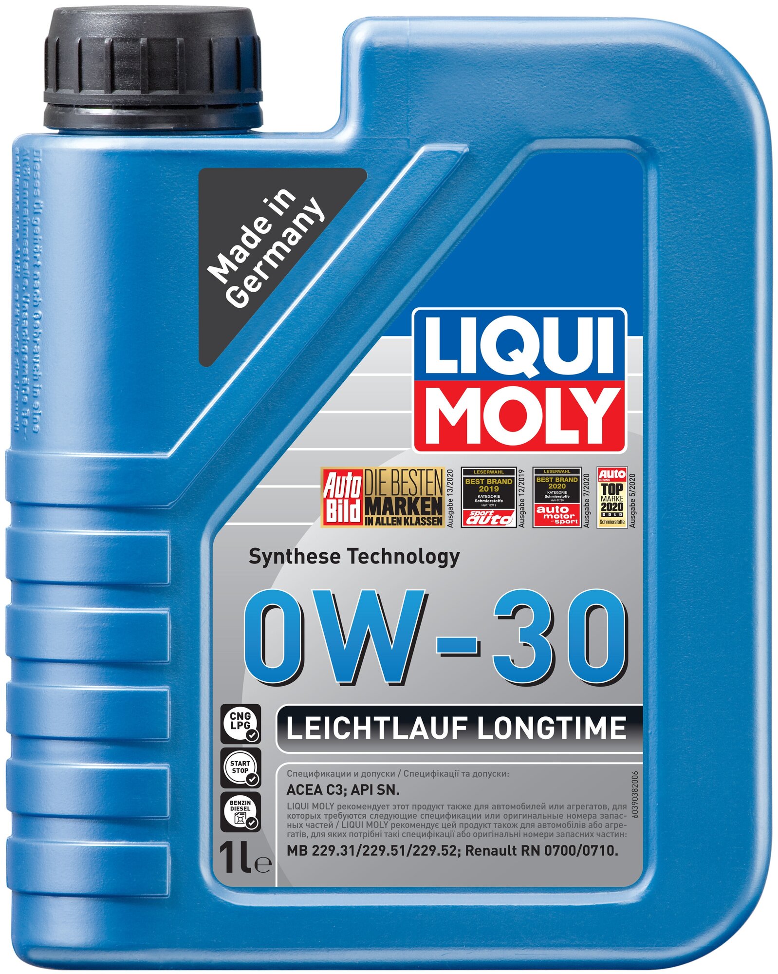 Liqui moly Синт. Мот.Масло Leichtlauf Longtime 0w-30 Sn C3 1л 39038