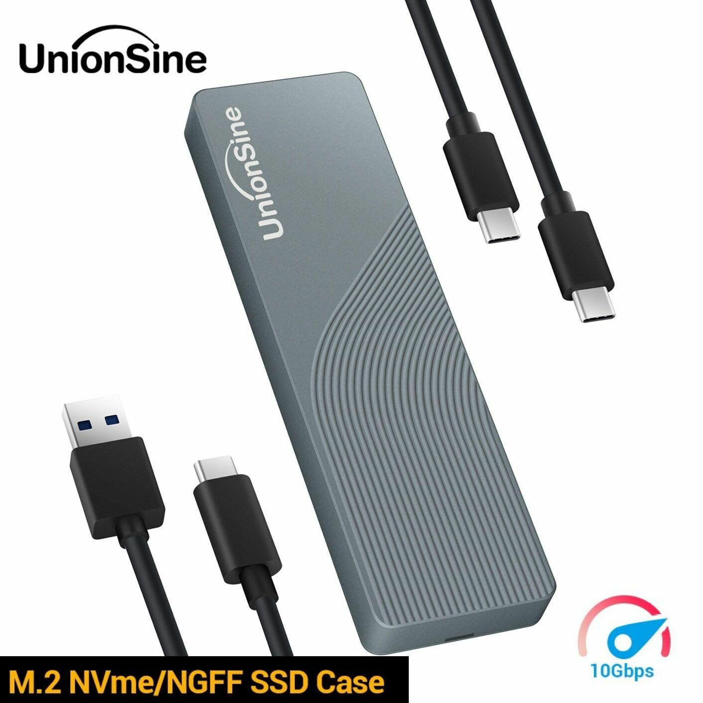 Портативный внешний корпус UnionSine M2 NVMe NGFF SATA SSD Двойной протокол 10 Гбит/с USB3.1