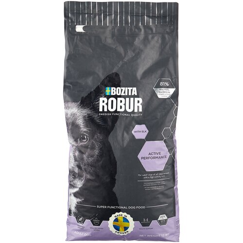 Bozita Robur корм для взрослых собак всех пород, энергия и выносливость, лосятина 12 кг