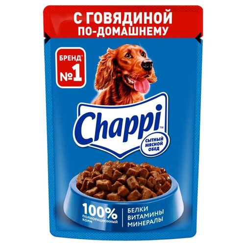 Влажный корм для собак Chappi говядина по-домашнему 1 уп. х 18 шт. х 85 г