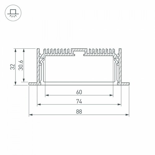 Профиль с экраном SL-LINIA88-F-2500 ANOD+OPAL (Arlight, Алюминий)