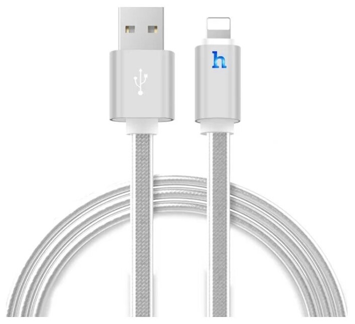 Кабель USB - Lightning 1.2м Hoco UPL12 Metal Jelly Knitted - Серебристый