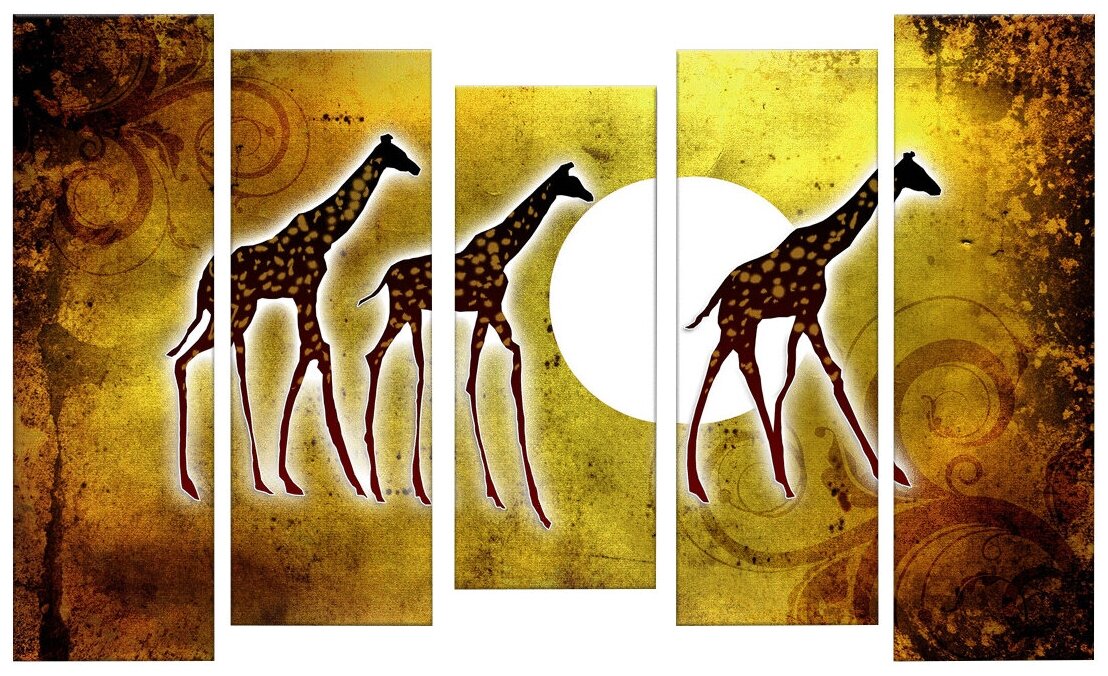 Картина модульная Картиномания "Африканские жирафы ретро" размер 140х90 см