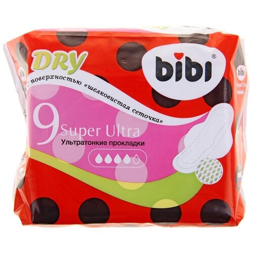 Bibi прокладки Super Ultra Dry, 5 капель, 9 шт.