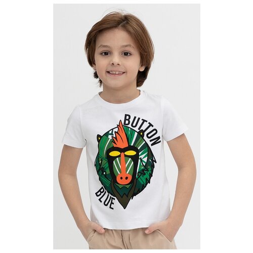 фото Футболка button blue, размер 98, белый