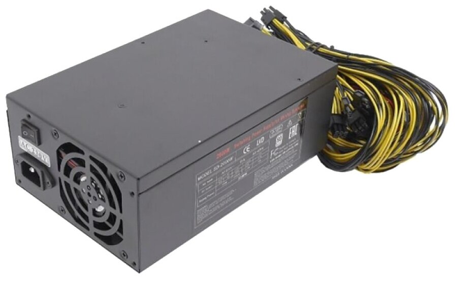 Блок питания R-Senda 2000W Mining PSU (Connector:8pin(4+4pin) *1pc,24pin*1 pc,6+2pin *16pcs, sata*8pcs, Molex*6pcs) 230V AC Inputefficiency:86%,