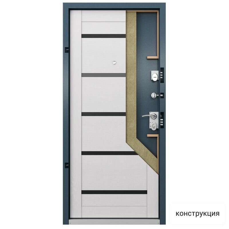 Дверь входная Torex для квартиры металлическая Flat-S 950х2050 правый, тепло-шумоизоляция антикоррозийная защита замки 4-го и 2-го класса, синий/белый - фотография № 5