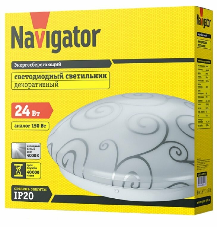 Светодиодный светильник накладной Navigator NBL-R02-24-4K-IP20-LED с узорами