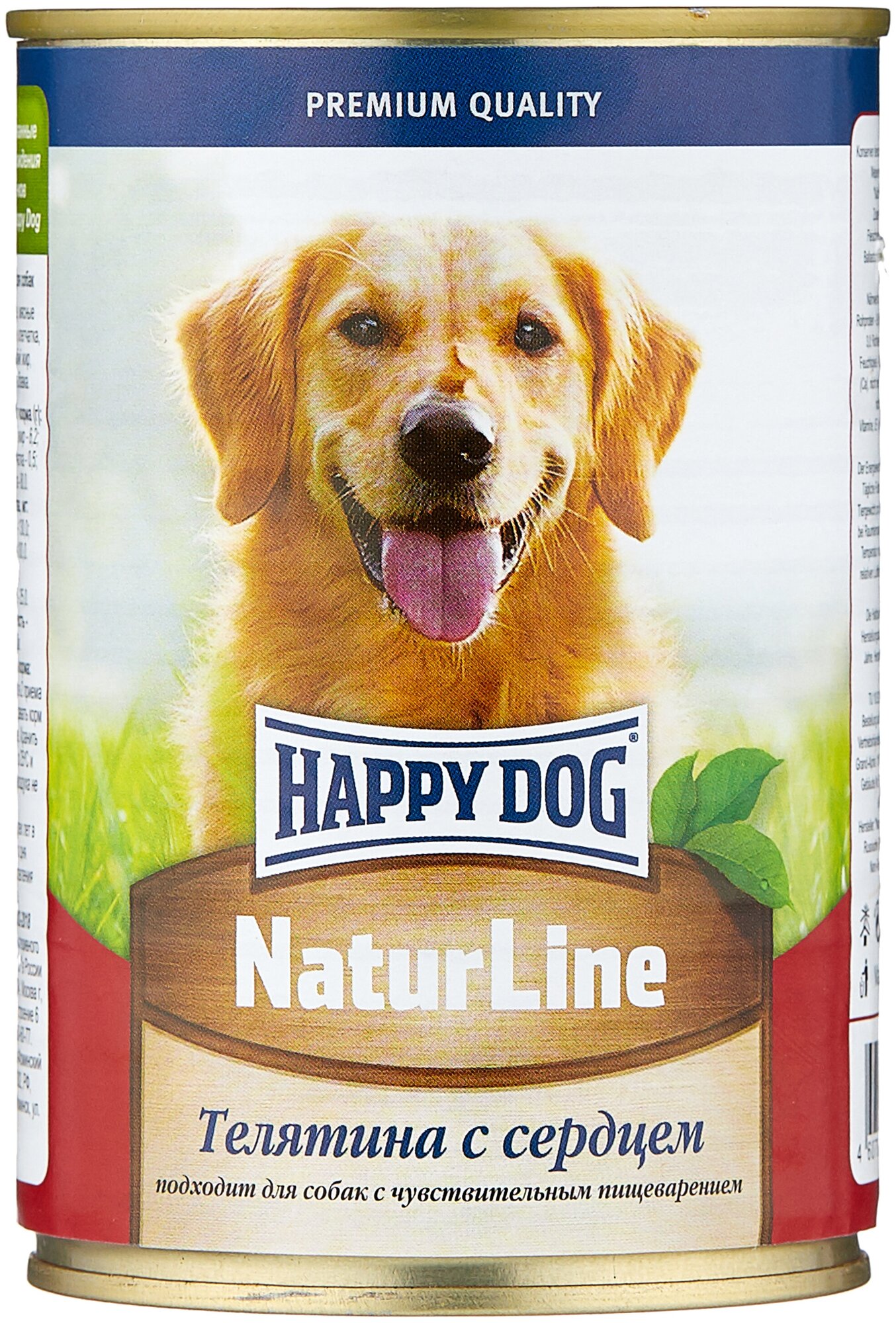 Влажный корм для собак Happy Dog NaturLine, телятина, сердце 12 шт. х 970 г