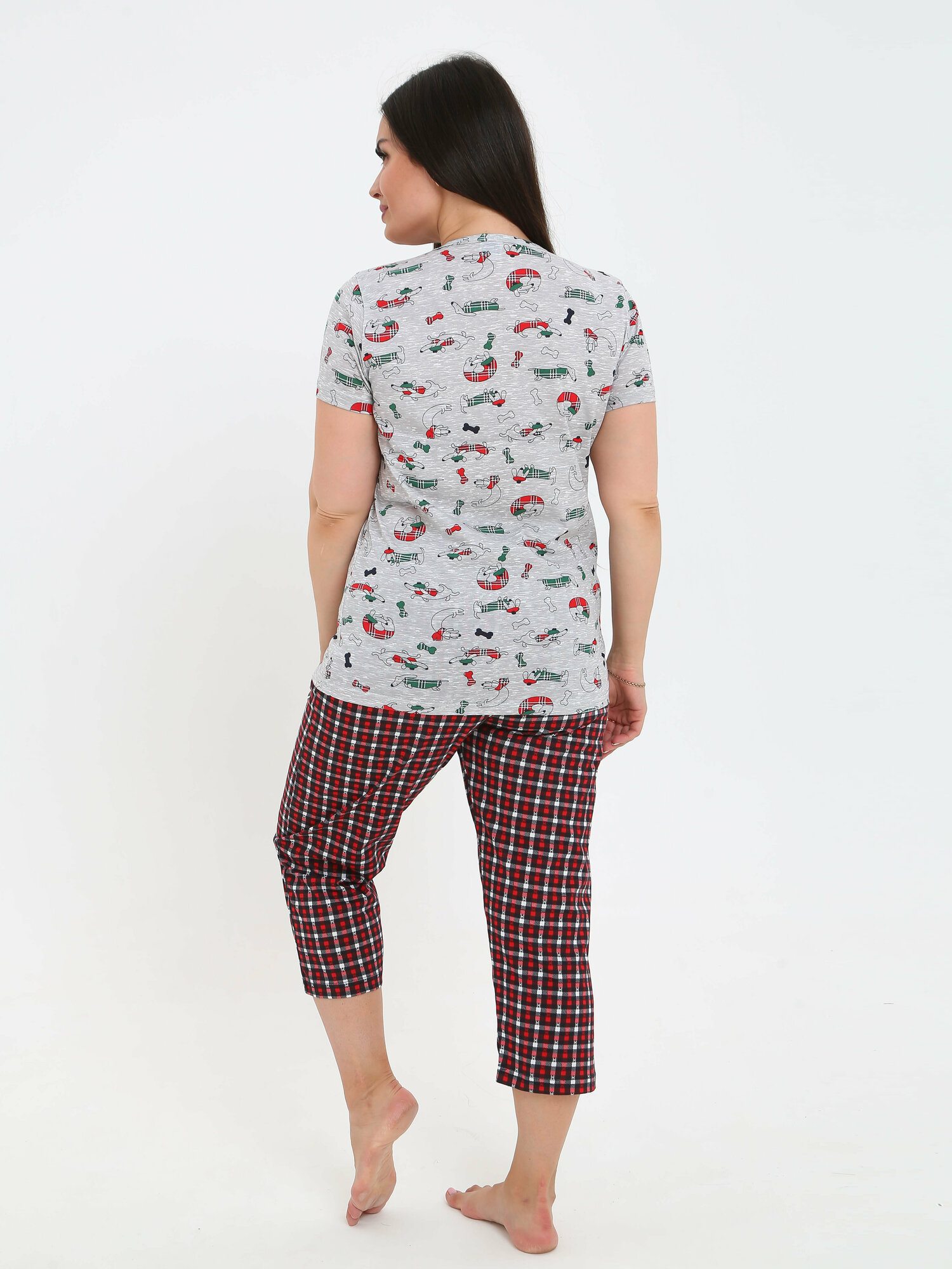 Пижама Soft Home, футболка, бриджи, короткий рукав, трикотажная, карманы, размер 52, серый - фотография № 8