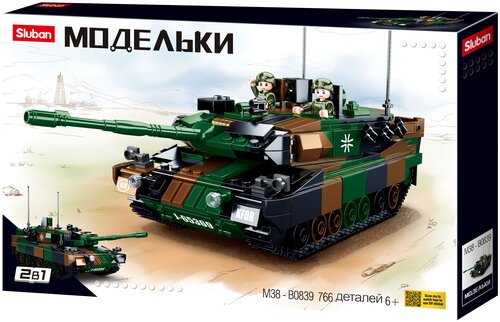 Конструктор Sluban серия Модельки, артикул M38-B0839, Боевой танк Leopard 766 деталей