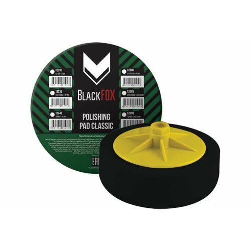 Полировальник поролоновый CLASSIC 150х50 мм, М14, мягкий, черный BlackFox 12390