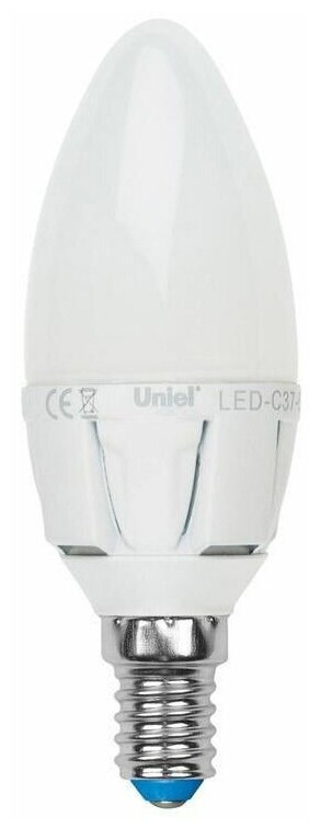Лампа Светодиодная 7W LED-С37-7W/NW/E14 БЕЛ МАТ 4000К Яркая Uniel UL-00002411 .