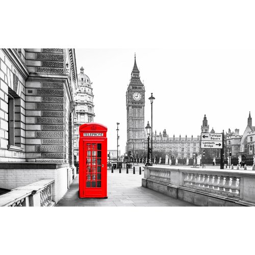 Моющиеся виниловые фотообои GrandPiK Лондон. Красная телефонная будка, 420х260 см пазл 500 эл лондон красная телефонная будка