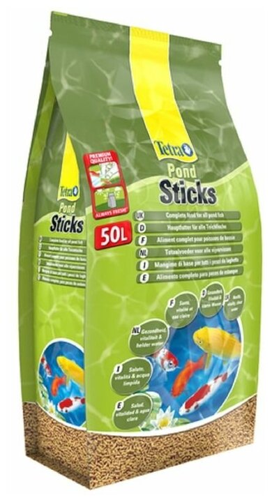 Корм Tetra Pond Sticks 50 л (5,25 кг), палочки для всех видов прудовых рыб