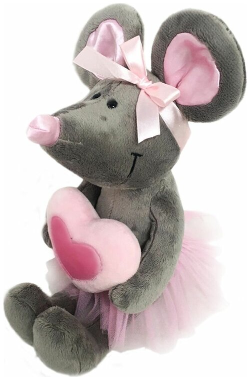 Мягкая игрушка Softoy Мышь с розовым сердечком, 26 см