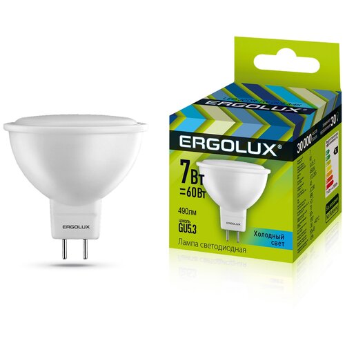 фото Лампа светодиодная ergolux 12159, gu5.3, jcdr, 7вт, 4500 к