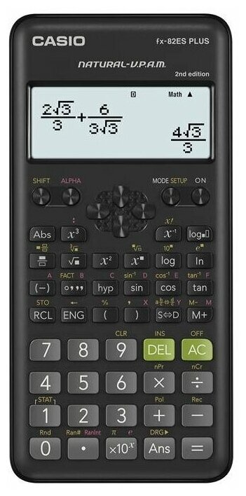Инженерный непрограммируемый калькулятор Casio FX-82ES PLUS-2, 252 функции, научный, черный