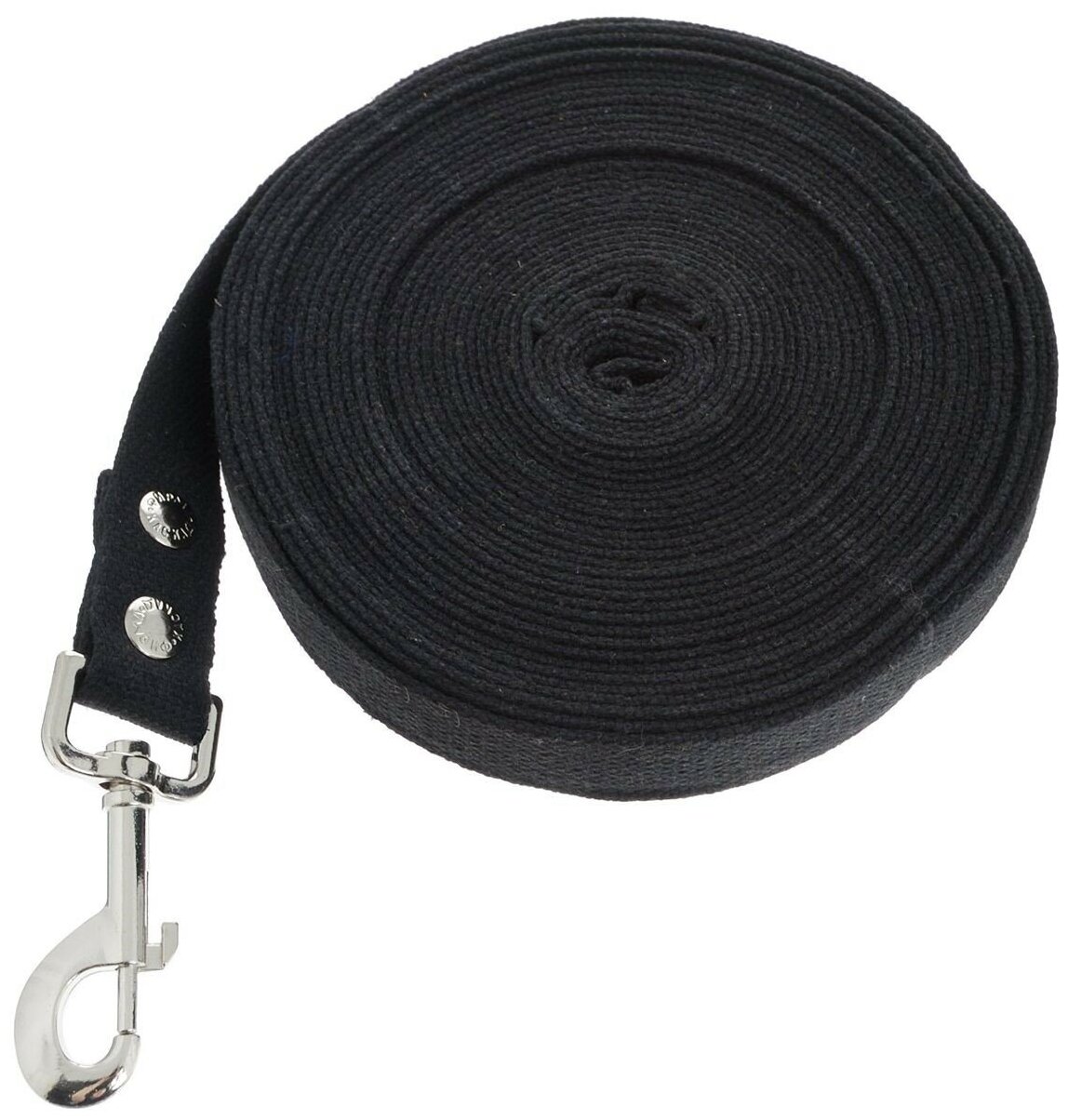 Поводок брезентовый Каскад Classic для собак, ширина 2 см, длина 10 м (черный)