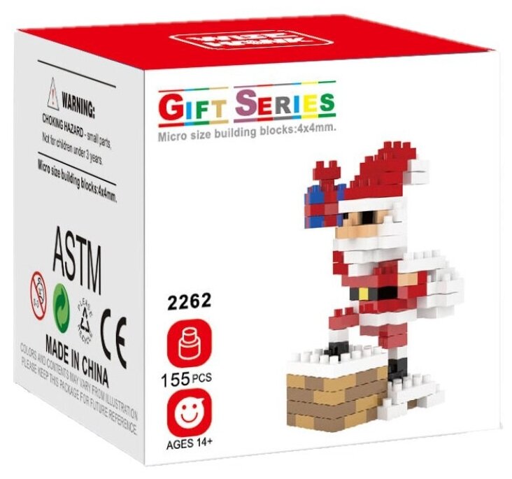 Конструктор Wisehawk & LNO Санта Клаус на крыше 155 деталей NO. 2262 Santa Claus with a pipe Gift series