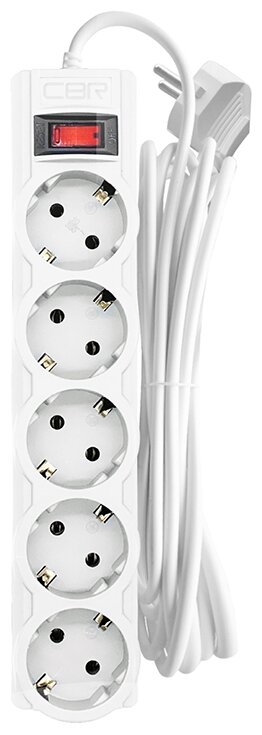 Cbr Сетевой фильтр CSF 2505-1.8 White PC, 5 евророзеток, длина кабеля 1,8 метра, цвет белый пакет