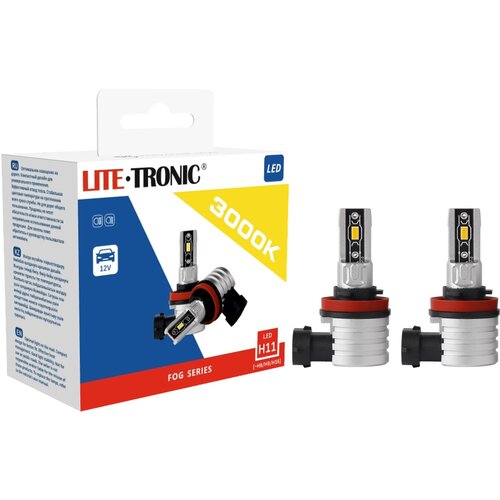 Автолампа светодиодная H11 LITE-TRONIC FOG LED 3000K 12V H11FSLEDX2 комплект 2шт