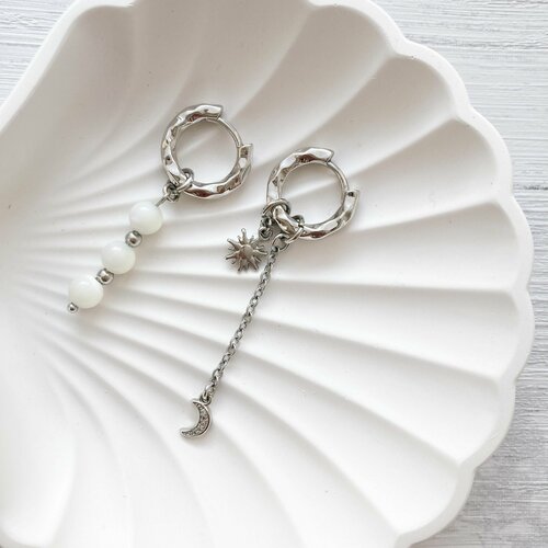 Серьги Miss M, перламутр, белый