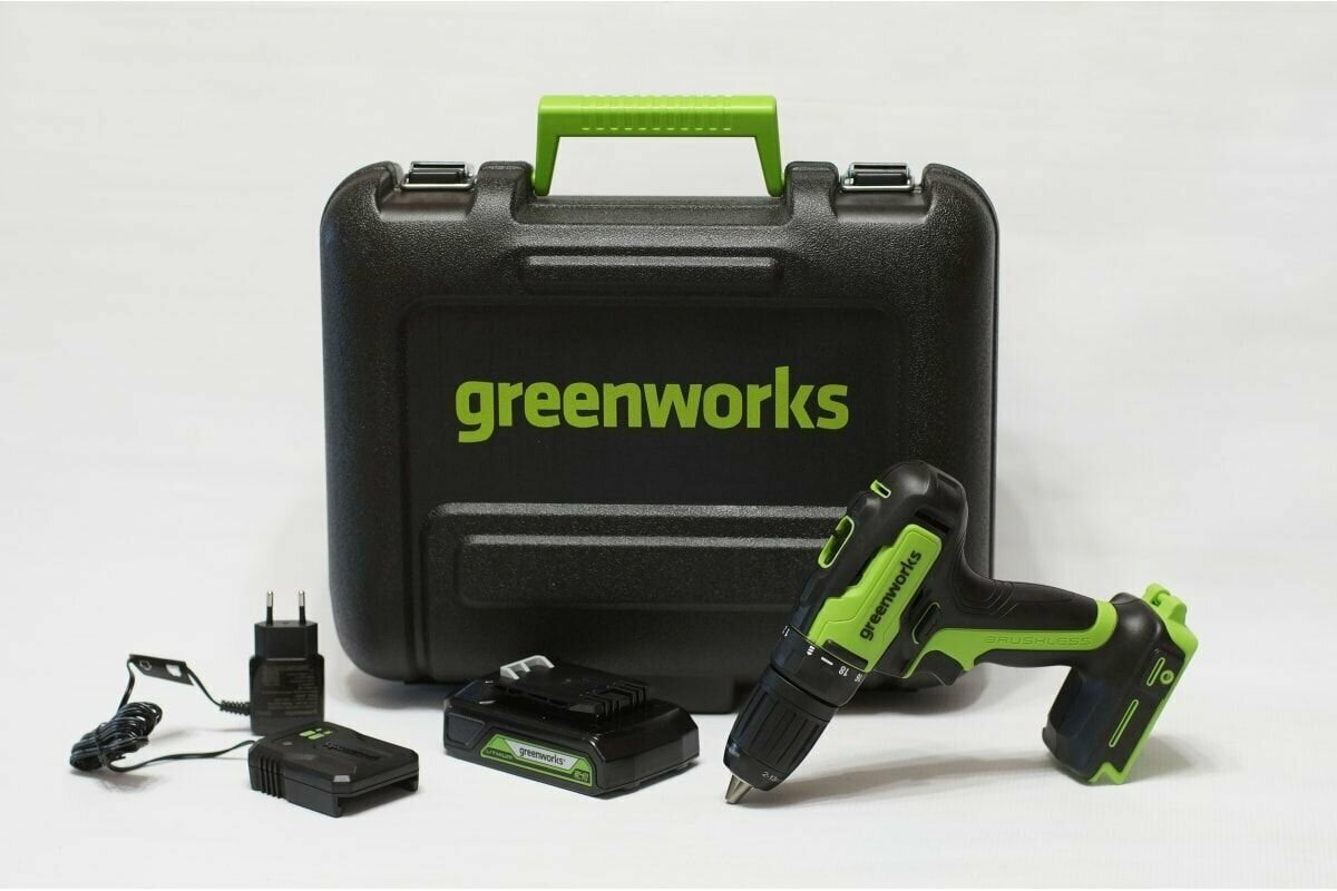 Аккумуляторная дрель-шуруповерт GreenWorks GD24DD35K2 3704007UA - фотография № 9