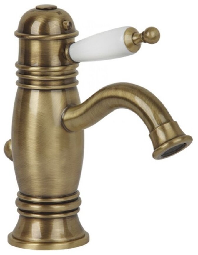 OXFORD Смеситель для раковины монокомандный термостат., ручка (сверху) белая, бронза