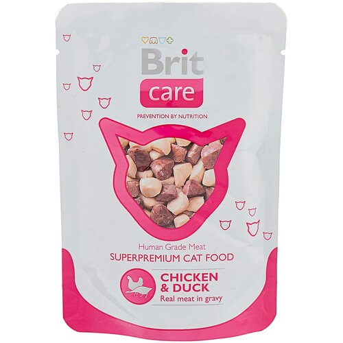 корм для кошек Brit Care, с курицей, с уткой 2 шт. х 80 г (мини-филе)