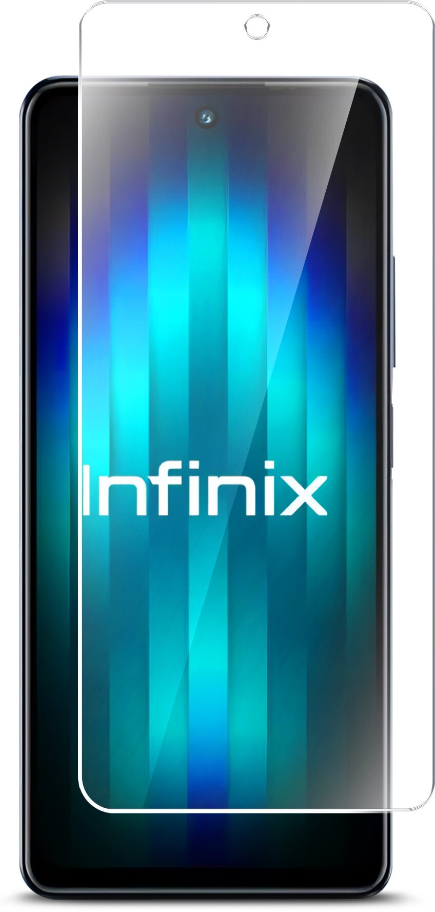 Защитное стекло для Infinix HOT 30 (Инфиникс ХОТ 30) на Экран, (гибридное: пленка+стекловолокно), прозрачное тонкое Hybrid Glass, Miuko