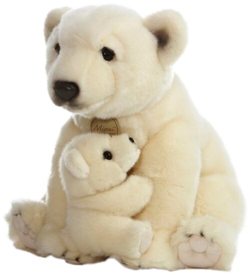 Мягкая игрушка Aurora Полярная медведица с медвежонком, 35 см