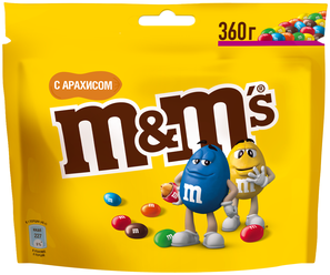 Драже M&M's Peanut в шоколадной глазури, с арахисом, 360 г