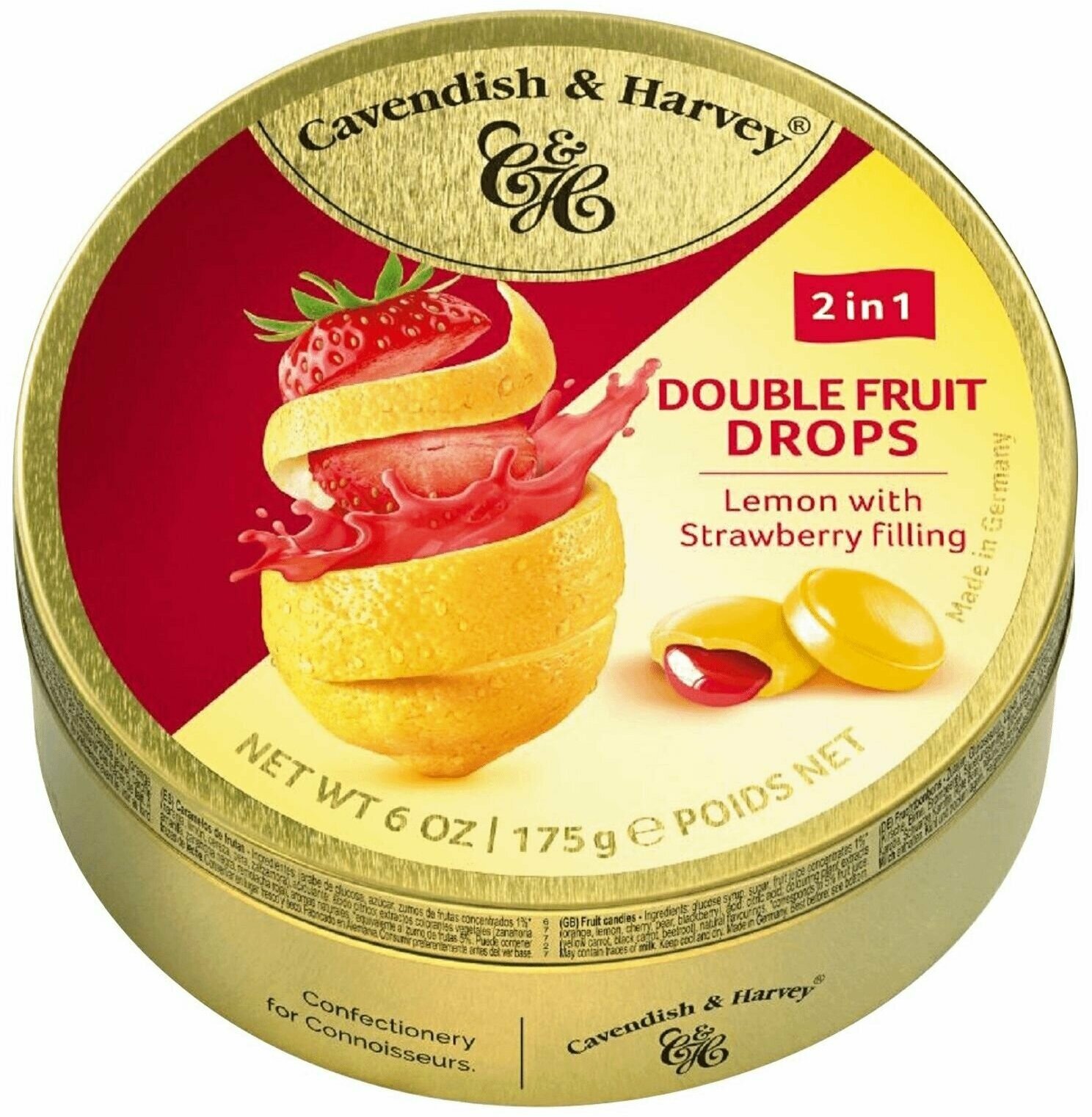 Леденцы Cavendish & Harvey Doble Fruit c лимоном и клубникой 175 г, 2 шт