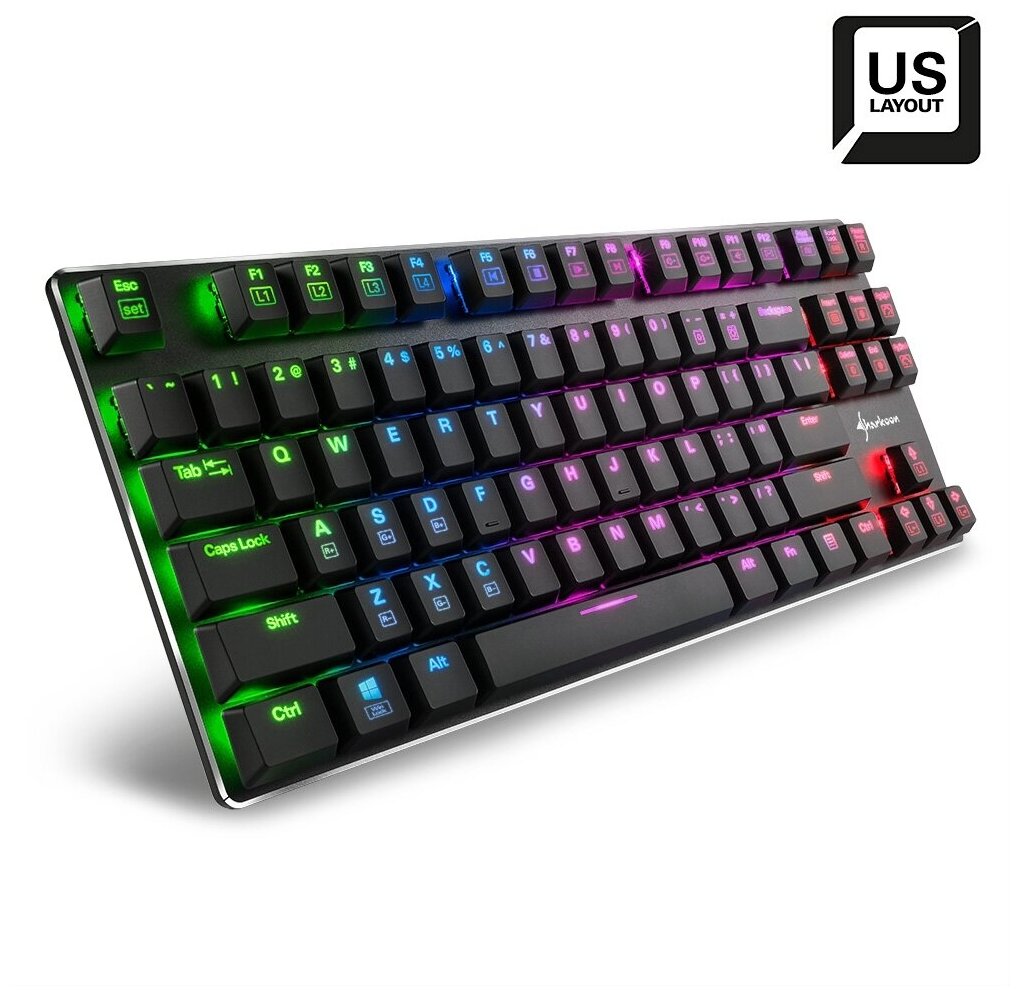 Клавиатура Sharkoon PureWriter TKL RGB Kailh Red проводная игровая для PC красная подсветка