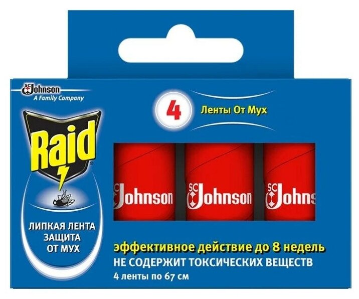 Липкая лента Raid от мух 67 см