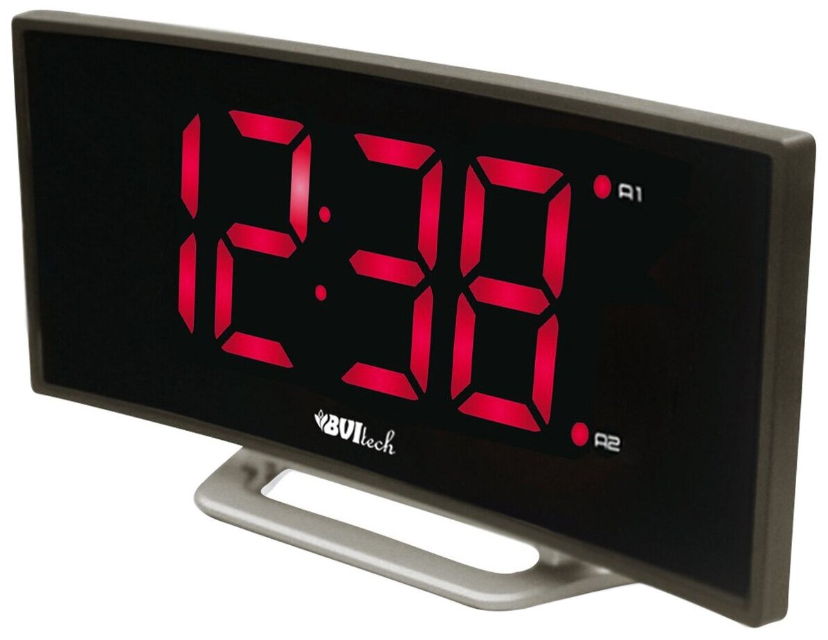 Электронные часы с будильником BVItech BV-412 серый/красный