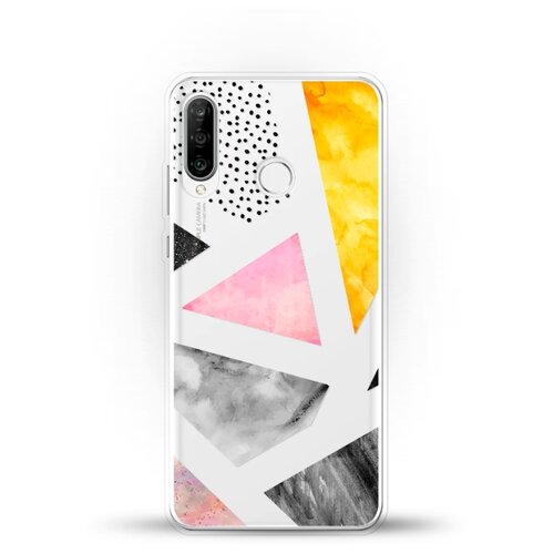 фото Силиконовый чехол мраморные треугольники на huawei p30 lite andy & paul