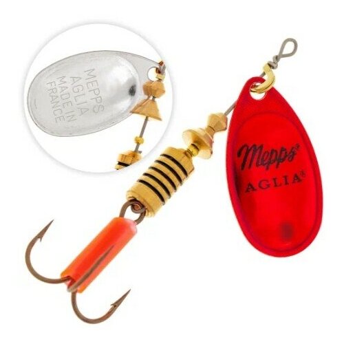 фото Блесна для рыбалки вращающаяся mepps aglia platinum, 3, red/silver, комплект из 5 штук