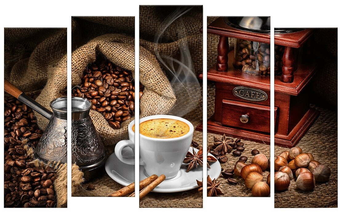Картина модульная Картиномания "Кофе с лесными орехами" размер 140х90 см