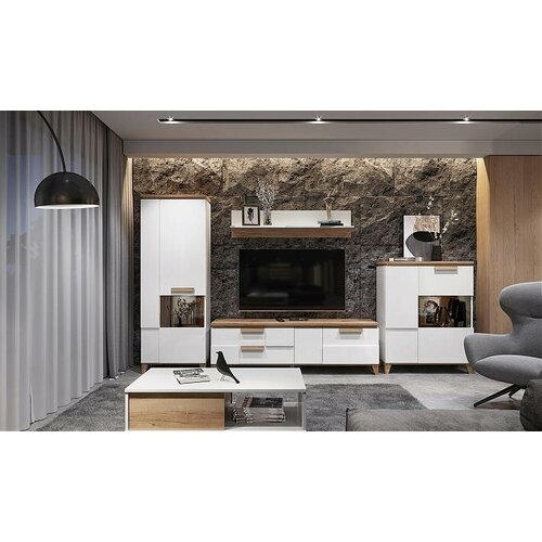 Комплект мебели для гостиной Brio, витрина, ТВ-тумба, белый, Сербия