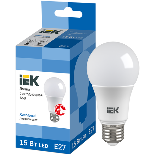фото Лампа светодиодная iek eco 6500k, e27, a60, 15вт