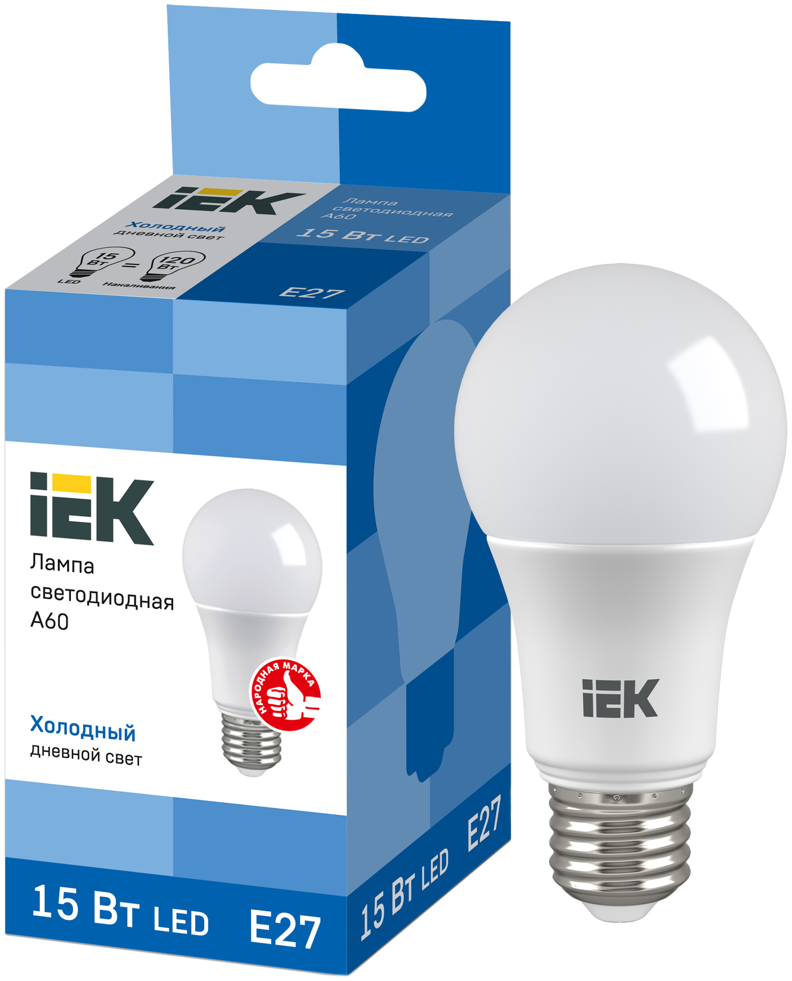 Iek LLE-A60-15-230-65-E27 Лампа светодиодная ECO A60 шар 15Вт 230В 6500К E27