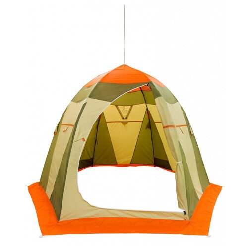 Палатка для рыбалки трехместная Митек Нельма 3 Люкс, бежевый/хаки/оранжевый