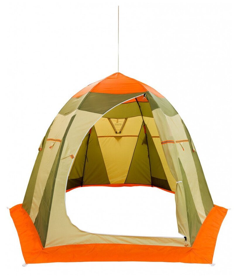 Палатка для рыбалки трехместная Митек Нельма 3 Люкс, бежевый/хаки/оранжевый