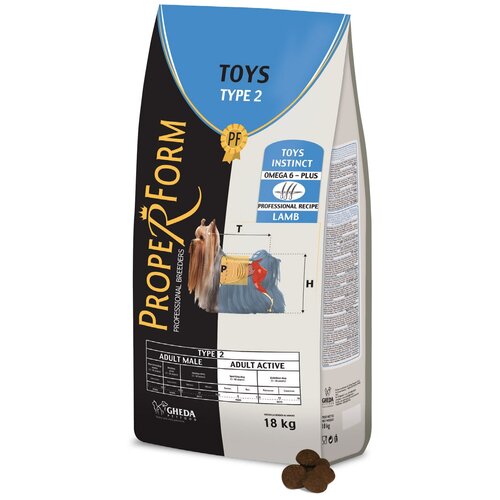 Сухой корм для собак Proper Form Toys Type 2, для активных животных, ягненок 1 уп. х 18000 г (для мелких и карликовых пород)